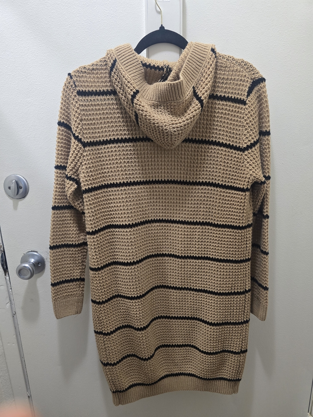 Soho Apparel Striped Hooded Open Front Cardigan - Picture 3 of 7